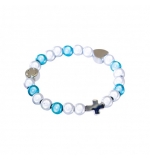 Bracelet de perles irisées « Enfant » turquoise et blanc
