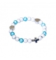 Bracelet de perles irisées « Enfant » turquoise et blanc