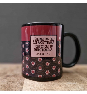 Tasse noire géométrique Josué 1 : 9