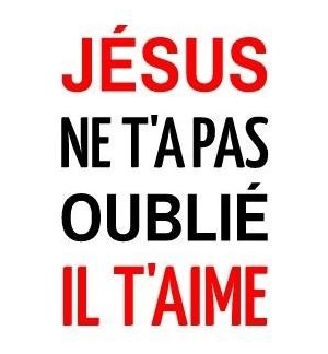 Autocollant Jésus ne t'a pas oublié il t'aime 7.5x10 cm 