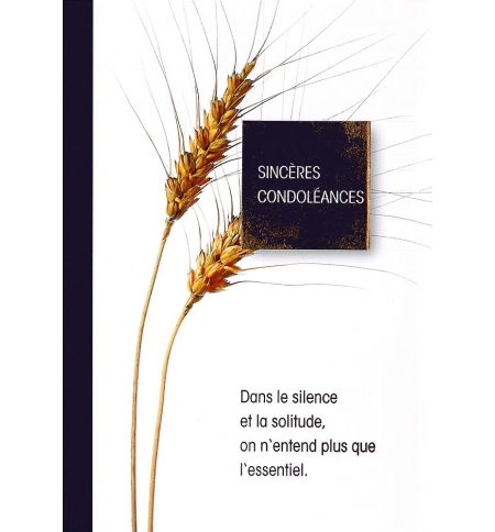 Carte double Sincères Condoléances - 12x17cm - envelop/cello