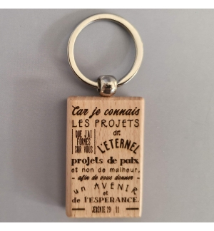 Porte-clés rectangle bois – Jérémie 29 : 11