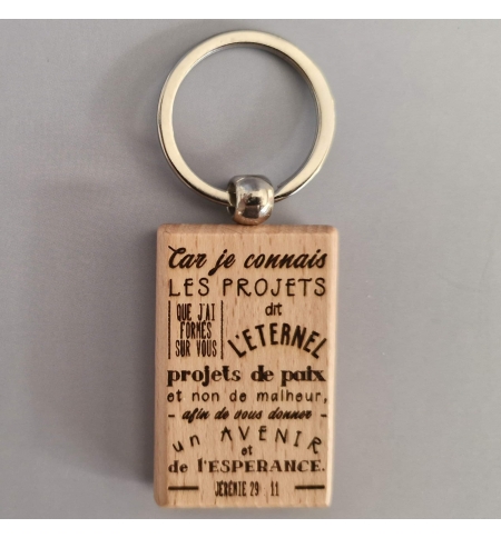 Porte-clés rectangle bois – Jérémie 29 : 11