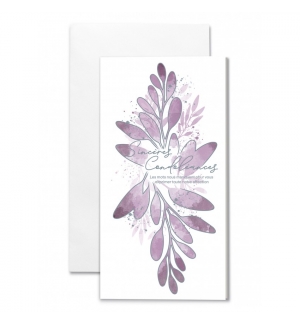 Carte double Condoléances : Branches de feuilles violettes déssinées