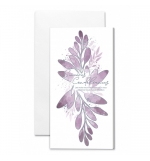 Carte double Condoléances : Branches de feuilles violettes déssinées