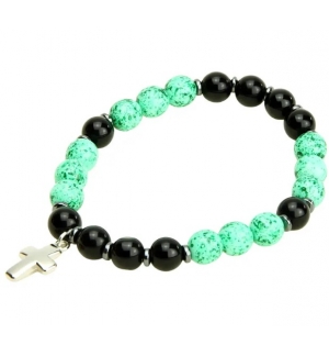 Bracelet - élastique/croix - tiffany