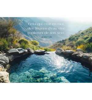 Carte Avec Verset Bassin d'une source d'eau chaude dans la montagne