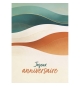 Carte Anniversaire Vagues beiges et turquoises avec dorures