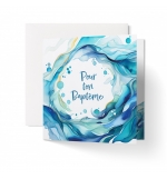 Carte Double Baptême Vagues Abstraites