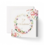 Carte Double Baptême Couronne florale et Colombe