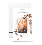 Carte double "Sincères Condoléances", Branches d'arbres et photos