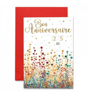 Carte double Bon Anniversaire Champ de Coton Multicolore