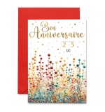 Carte double Bon Anniversaire Champ de Coton Multicolore