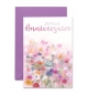 Carte double Joyeux Anniversaire Champs de fleurs sur fond flou