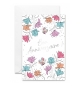 Carte double Bon Anniversaire Fleurs multicolres sur fond blanc