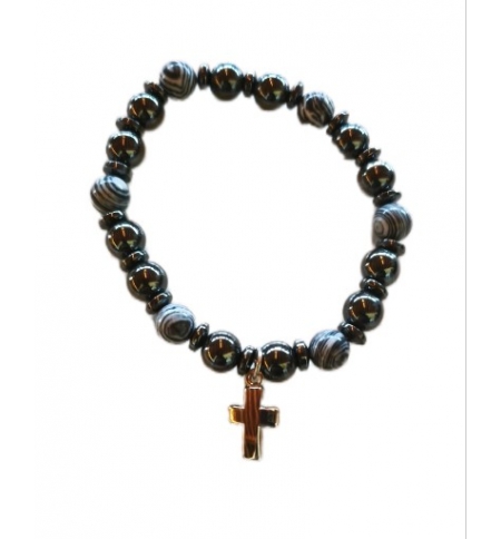 Bracelet - élastique/ematite + perle