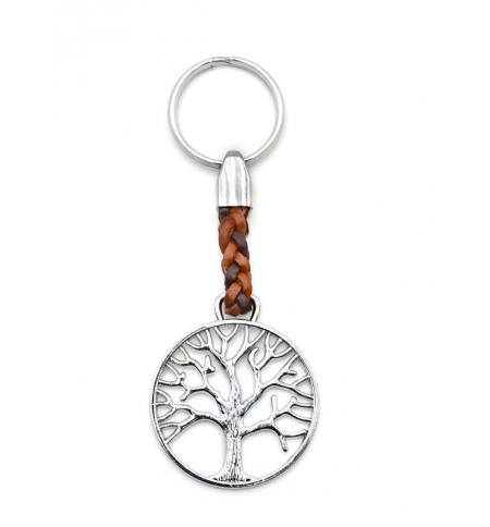 Porte-clef Arbre de Vie - métal/cuir