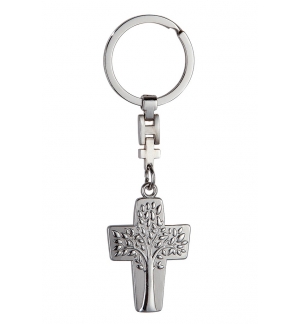 Porte-clef Croix/abre de Vie - métal (70x30mm)