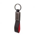 Porte-clé métal et similicuir noir et rouge