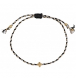 Bracelet textile tressé avec croix - noir