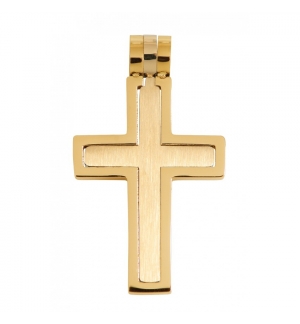Pendentif croix en acier inoxydable en deux parties