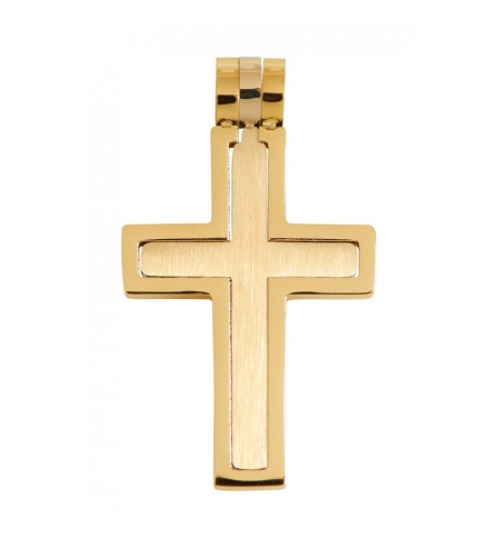 Pendentif croix en acier inoxydable en deux parties