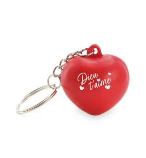 Porte-clé cœur antistress rouge