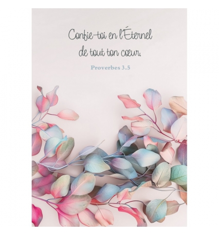 Carte Avec Verset Feuilles colorées sur fond blanc