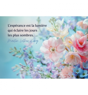 Carte Citation Bouquet de fleurs sur fond bleu