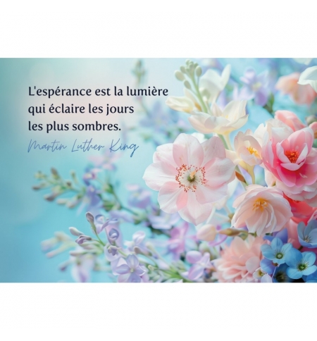 Carte Citation Bouquet de fleurs sur fond bleu