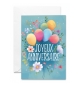Carte double "Bon Anniversaire" Chouettes et ballons sur une branche