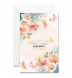 Carte double Joyeux Anniversaire Fleurs et Papillons
