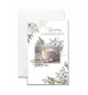 Mini-carte double Sincères Condoléances Bougie sur cailloux et fleurs
