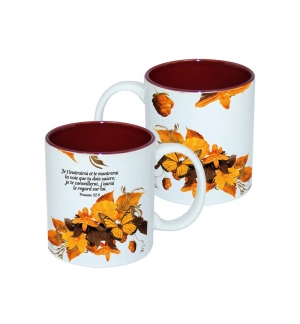 MUG BICOLORE THEME FLORAL PSAUME 32.8