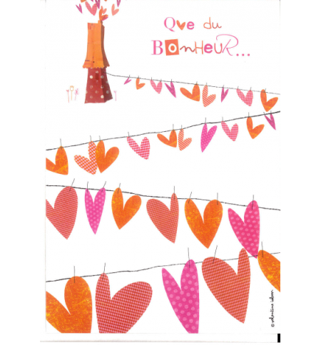 Carte Mariage Guirlande de Coeurs
