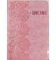 Bible souple similicuir Rose Dentelle, tranche blanche