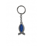 Porte-clés ichtus "Jesus" Bleu