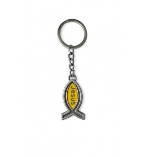 Porte-clés ichtus "Jesus" Jaune