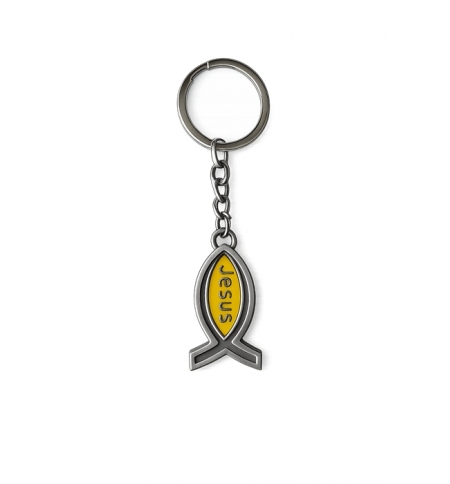 Porte-clés ichtus "Jesus" Jaune