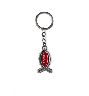 Porte-clés ichtus "Jesus" Rouge