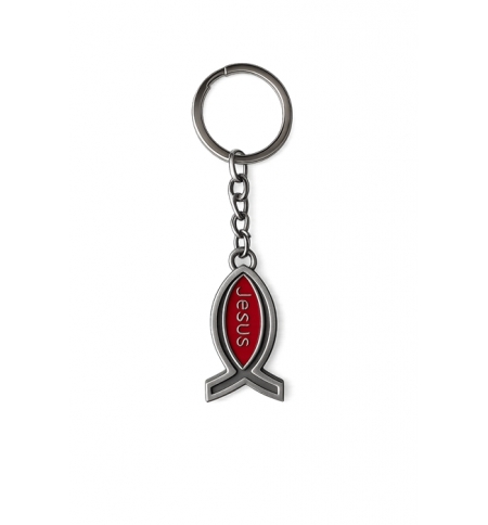 Porte-clés ichtus "Jesus" Rouge