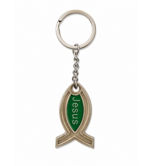 Porte-clés ichtus "Jesus" Vert