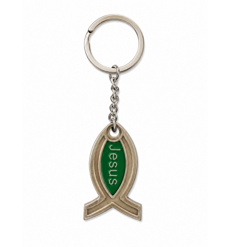 Porte-clés ichtus "Jesus" Vert