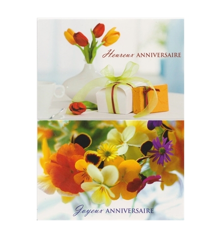 Carte "Anniversaire" - (paquet de 2 x 3 cartes)