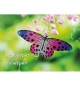 Mini Carte Papillon rose et violet posé sur une fleur