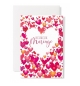 Carte Double Mariage Coeur blanc, petis coeurs tons rouge