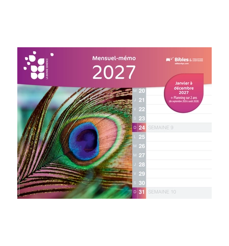 Calendrier mensuel mémo de janvier à décembre 2027