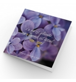 Carte Double Carre Fleurs mauve ( De tout coeur...)