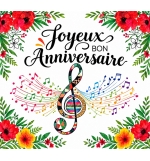 Carte Double Carre Anniversaire Clé de sol