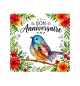 Carte Double Carrée Anniversaire Oiseau au milieu des fleurs